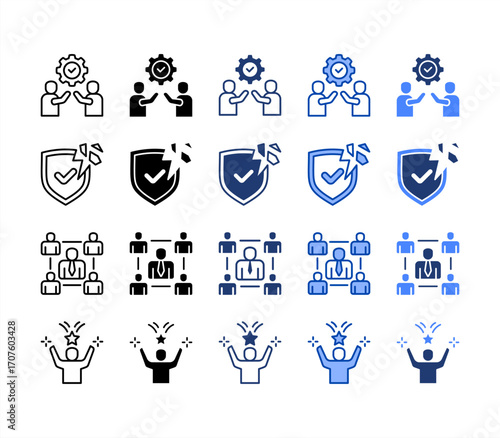 Support,Group,Trust,Motivation, multiple style icon set.