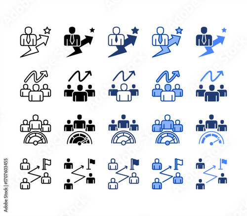 Personal Development,Team Performance,Group Dynamics,Teamwork, multiple style icon set.