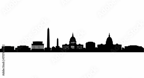 A silhouette of a city's iconic skyline.
