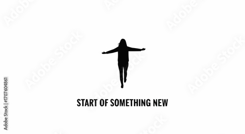 Silhouette of a person with open arms symbolizing the start of something new. 