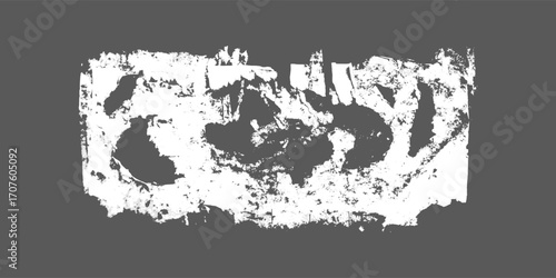 White residue of white torn peeled off paper and glue residues on the wall bg. Pieces of propaganda announcement or advertisement in urban space. Textured old poster. Vector illustration.