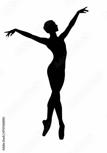 Silhouette of a graceful ballerina in a poised pose.