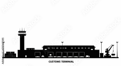 Silhouette of a customs terminal.