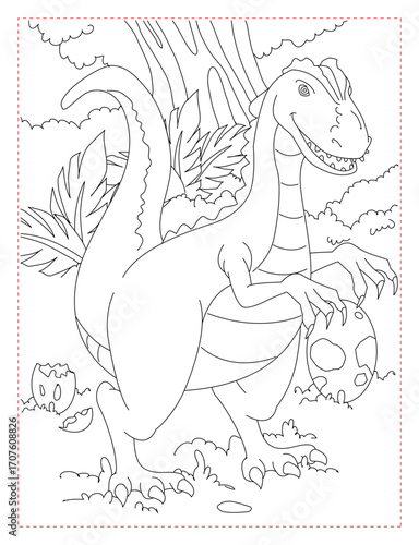 Dinosaur Eggs in a Nest Coloring Page: Prehistoric Life Art

