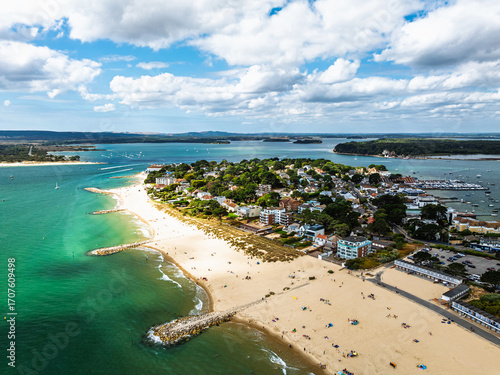 Vászonkép Sandbanks from drone, Poole, Dorset, England