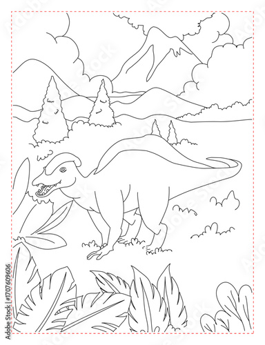 Brontosaurus Nibbling a Leaf Coloring Page: Peaceful Herbivore Scene