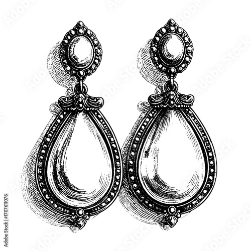 Victorian Teardrop Earrings – Etching Style