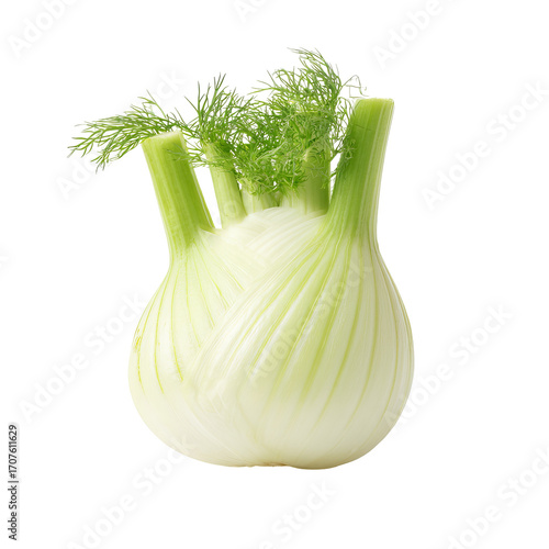 Fresh fennel bulb, light green leaves