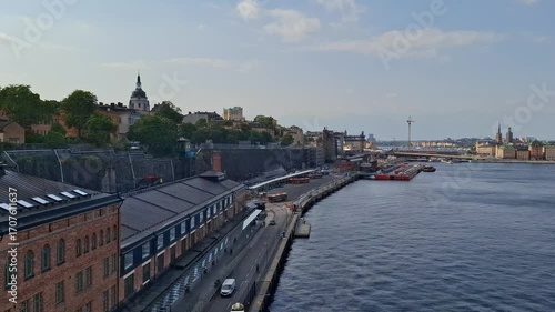 Timelaps of Stockholm Cityscape The scene, located in the Södermalm district of Stockholm, Sweden