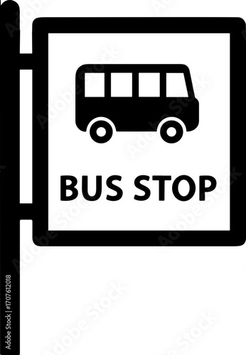 Bus stop sign icon on white background