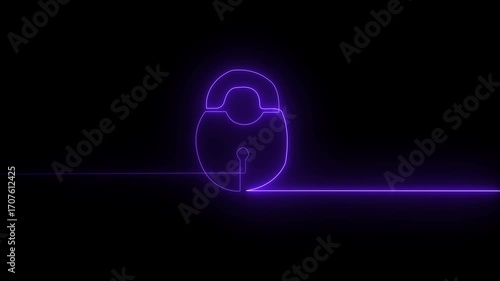 Neon light bulb symbol of information security key in a nightclub concept illustration design