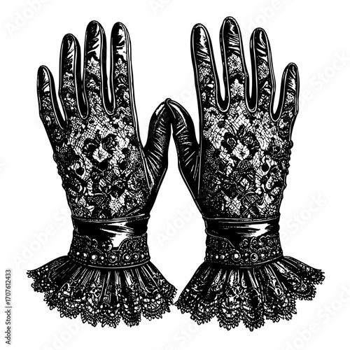 Vintage Decorative Gloves – Copperplate Engraving Style