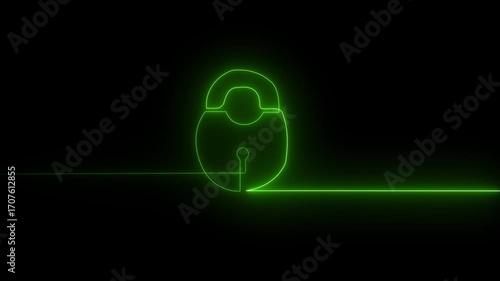 Neon light bulb symbol of information security key in a nightclub concept illustration design