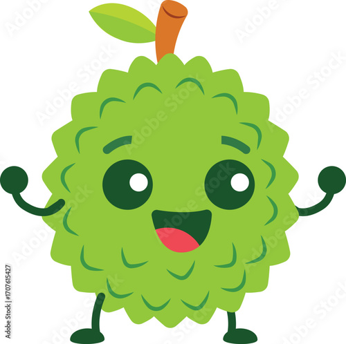 Cartoon cute and happy durian tropical fruit character illustration