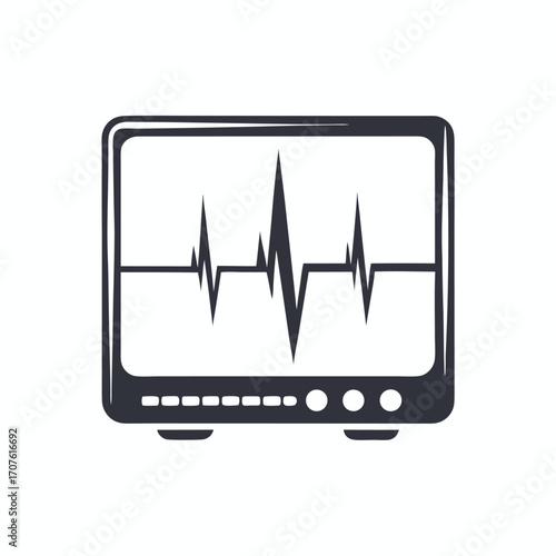 An electrocardiogram monitor displays vital life signals against a clear background, showing regular heart activity