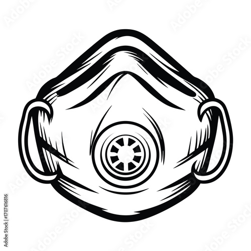 An Asian man is wearing a medical face mask for virus protection illustration
