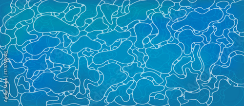 Vector water surface background. Abstract blue wavy pattern with organic shapes. Ideal for aquatic, summer, and clean design concepts.