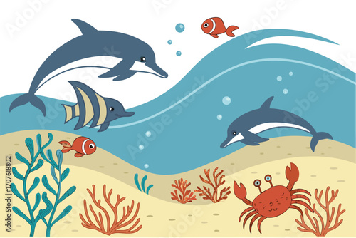 Nautical Marine Life Vector Set