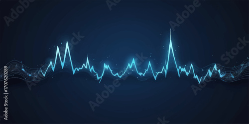 Abstract blue background with a green line showing a healthy cardiogram heartbeat