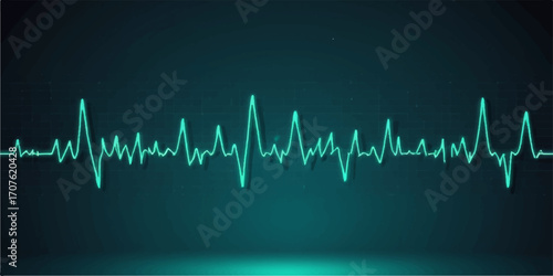 A medical EKG monitor charts a healthy green heartbeat pulse, illustrating a vibrant cardiogram life line