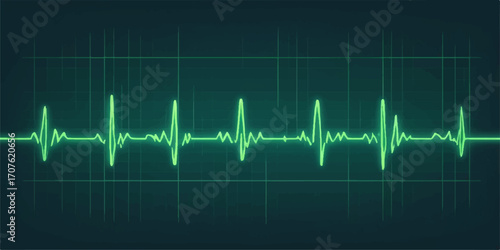 The rhythmic green cardiogram on the monitor displays a healthy heartbeat pulse, a graphic illustration of life