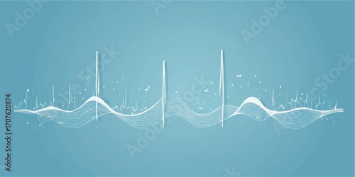 Abstract blue background with a medical heartbeat graph illustration