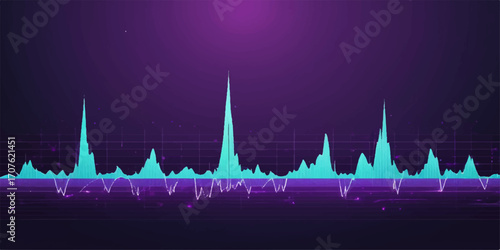 A blue vector illustration of a heart wave graph symbolizing medical technology