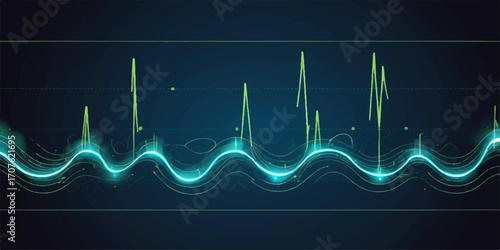 Heartbeat monitor showing a healthy green EKG wave illustration