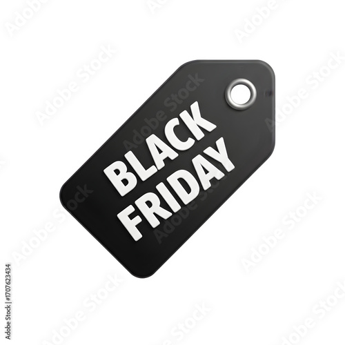 Black Friday Sale Transparent PNG Price Tag Textured Label with Lens Flare for Web Banners and Marketing