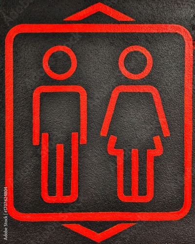 two icons, man and woman, inside the elevator symbolic icon
