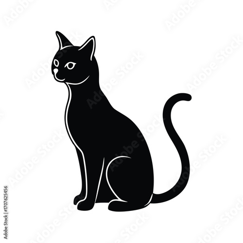 Minimalist black cat silhouette on a clean white background