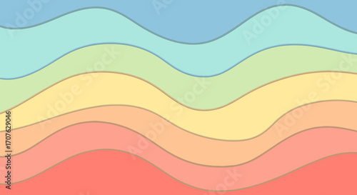 A vibrant abstract background featuring undulating waves of pastel colors, creating a soothing and harmonious visual.