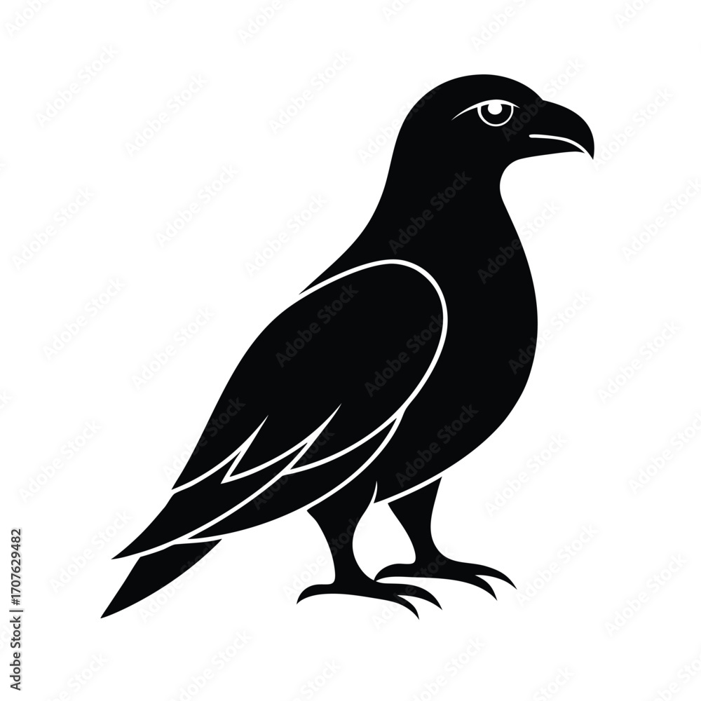 Obraz premium Minimalist black eagle silhouette on a clean white background