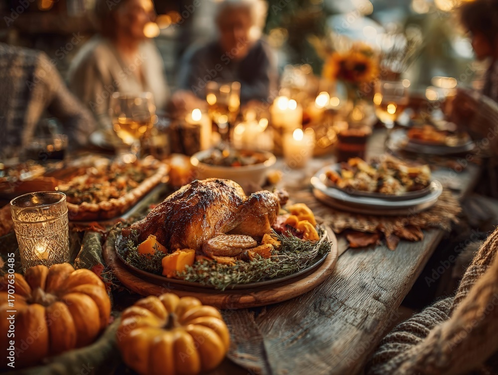 Fototapeta premium Family Thanksgiving dinner feast