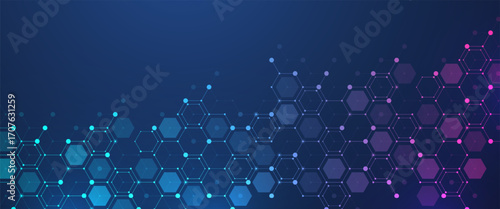 Molecular abstract structure and genetic engineering DNA. Healthcare and medicine background concept. Scientific research background. Wave flow. Innovation pattern. Vector illustration.