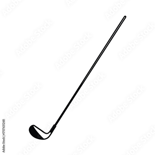 Simple black silhouette of a golf club on a clean white background