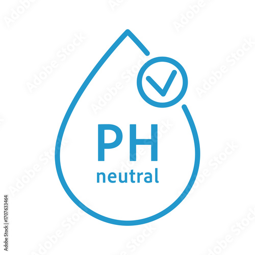 Ph icon, line simple set. Neutral balance skin, thin line web symbol. Drop with PH symbol. certified, tested products for skin, hair and food. Healthcare cosmetic natural 