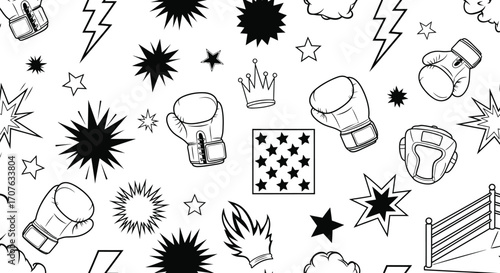 Boxing themed seamless pattern vector illustration editable vector