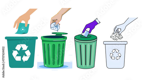 Vector illustration of an isolated recycle bin icon