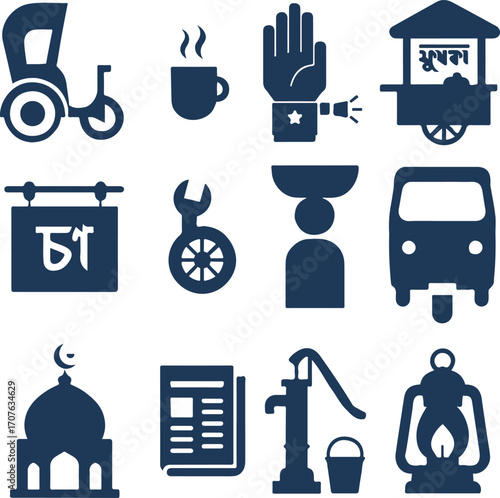A medical icon set collection with business and travel illustration symbols