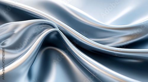 Elegant Waving Metallic Reflection Background with Shiny Fluid Texture for Visual Design Projects