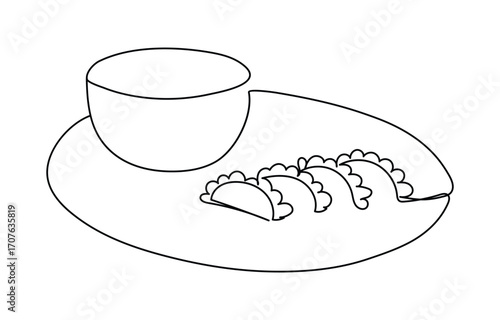A bowl of desert for the dongzhi festival dongzhi festival one line art drawing