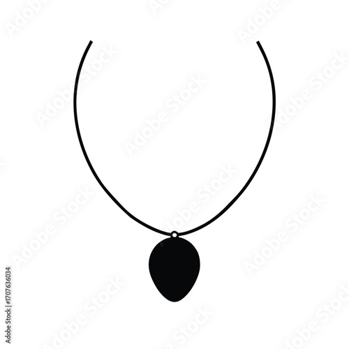 Elegant black necklace silhouette on a clean white background for design projects