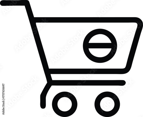 Black shopping cart has a prohibited symbol over the basket which is simple