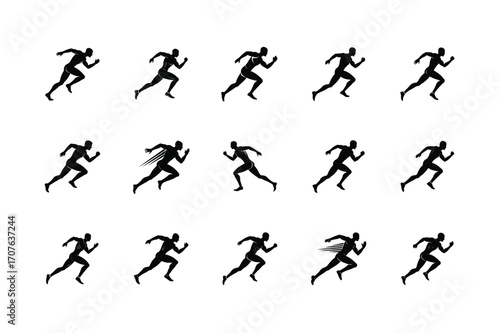 Fast Running Athlete Silhouette, Sprinting Athlete Silhouette, Speed Runner Silhouette, Marathon Athlete Silhouette, Athletic Sprinter Silhouette