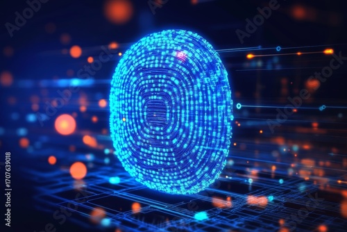 Biometric Identification System with Modern Glowing Fingerprint Authentication Technology