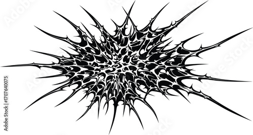 Abstract black and white spiky burst vector design