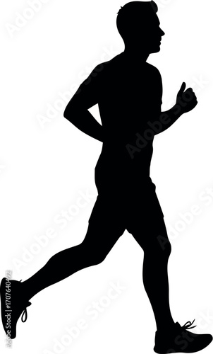 Vector art of silhouette of a man running, transparent background