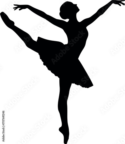 Vector art of silhouette of a ballerina in a graceful pose, transparent background