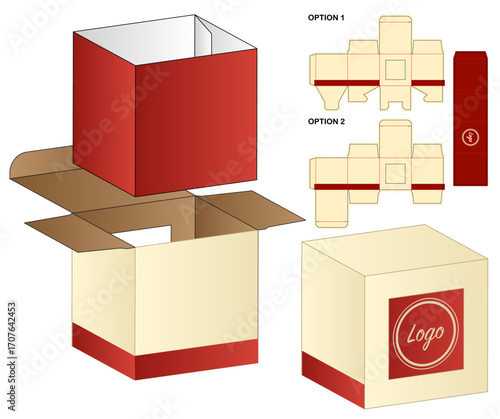 Printable Dieline Template for Custom Paper Box with Branding Elements and Flat Layout